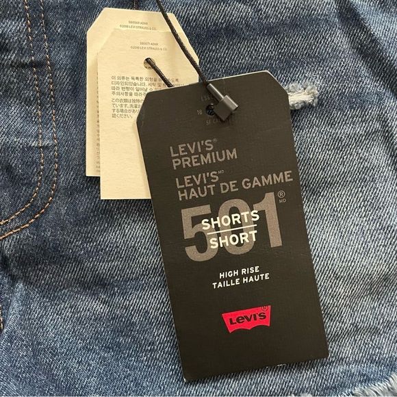 Levi's Premium 501 High Rise Jean Shorts Silver Lake Distressed Sz 28 NWT - Picture 14 of 15